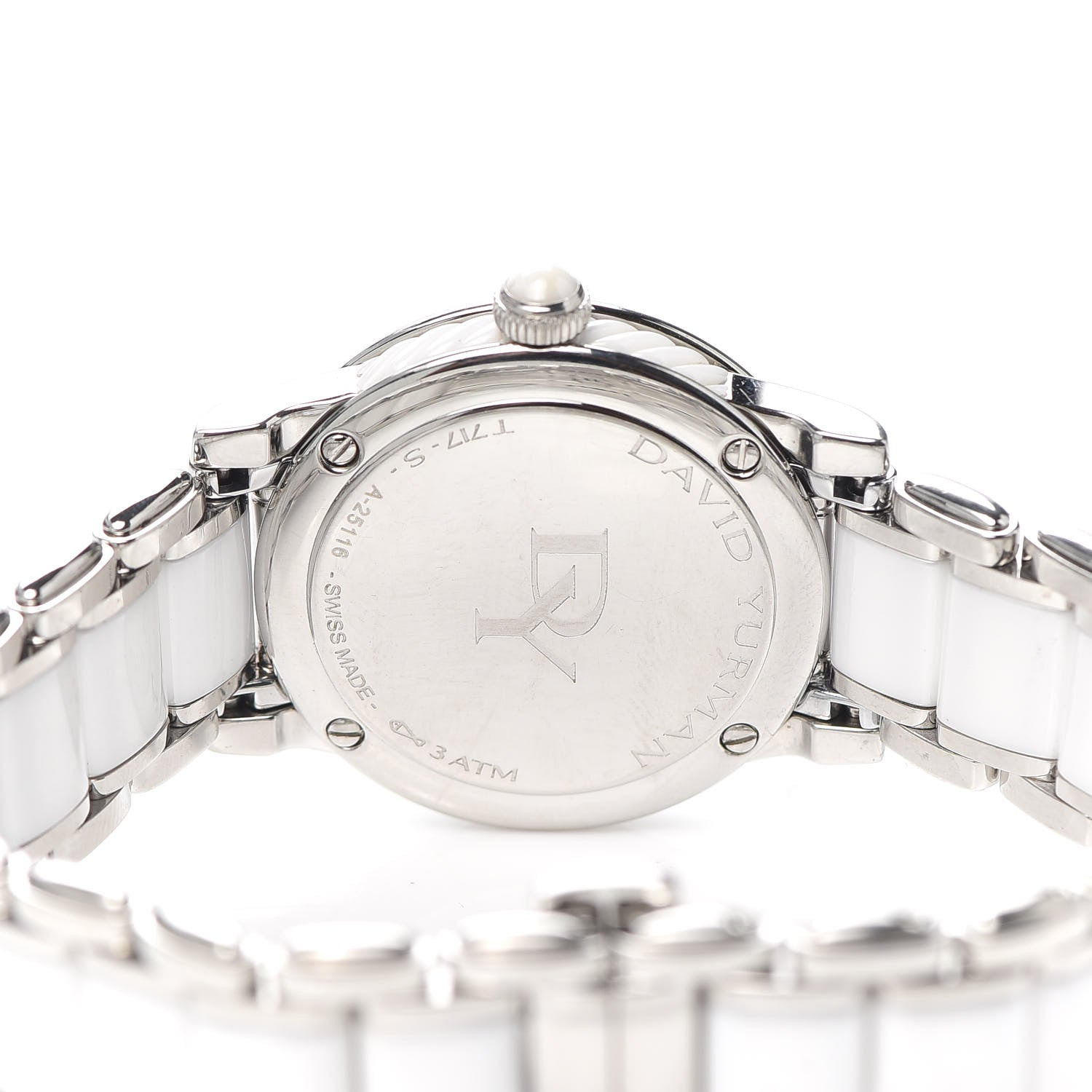 David Yurman Stainless Steel Ceramic Diamond 30mm Classic Quartz Watch White 4 of 7