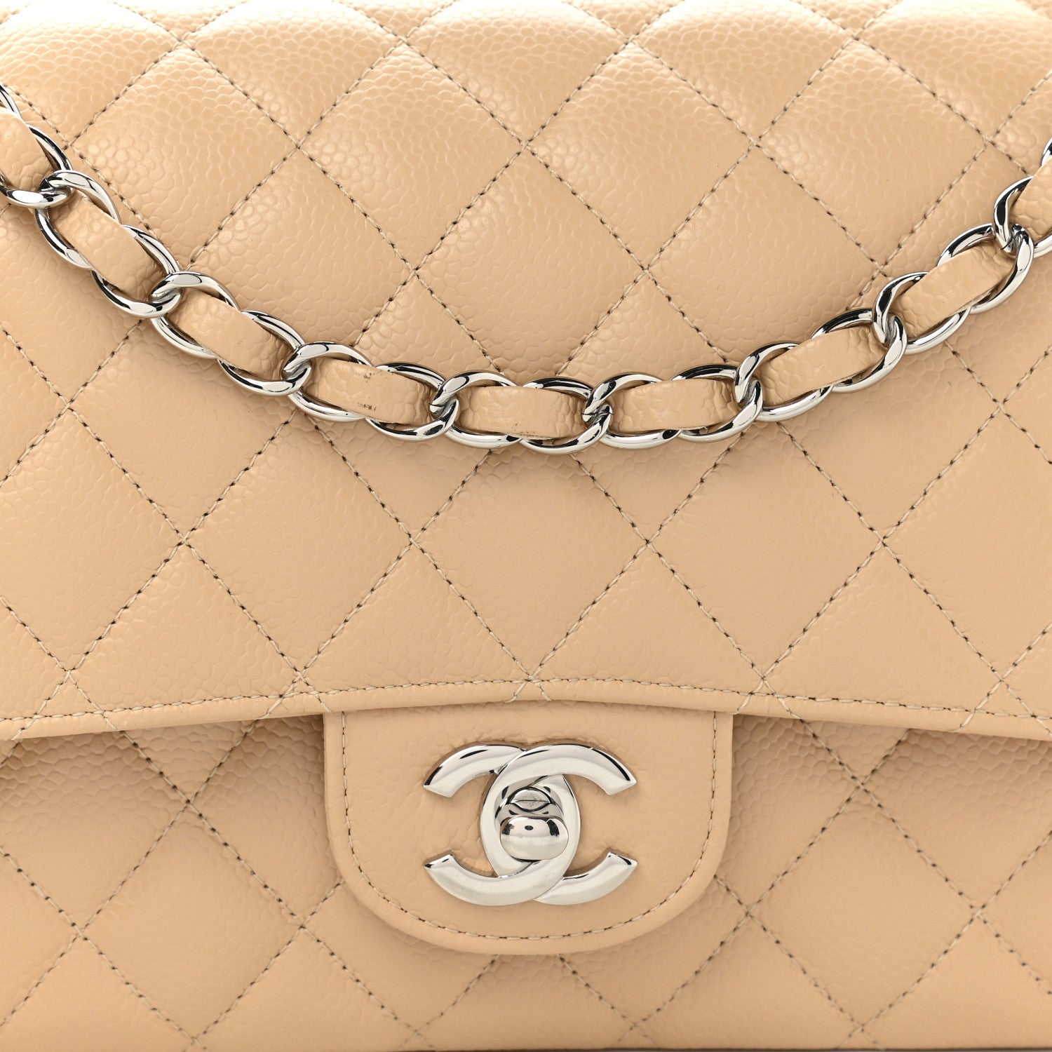 Chanel Caviar Quilted Medium Double Flap Beige Clair 5 of 11
