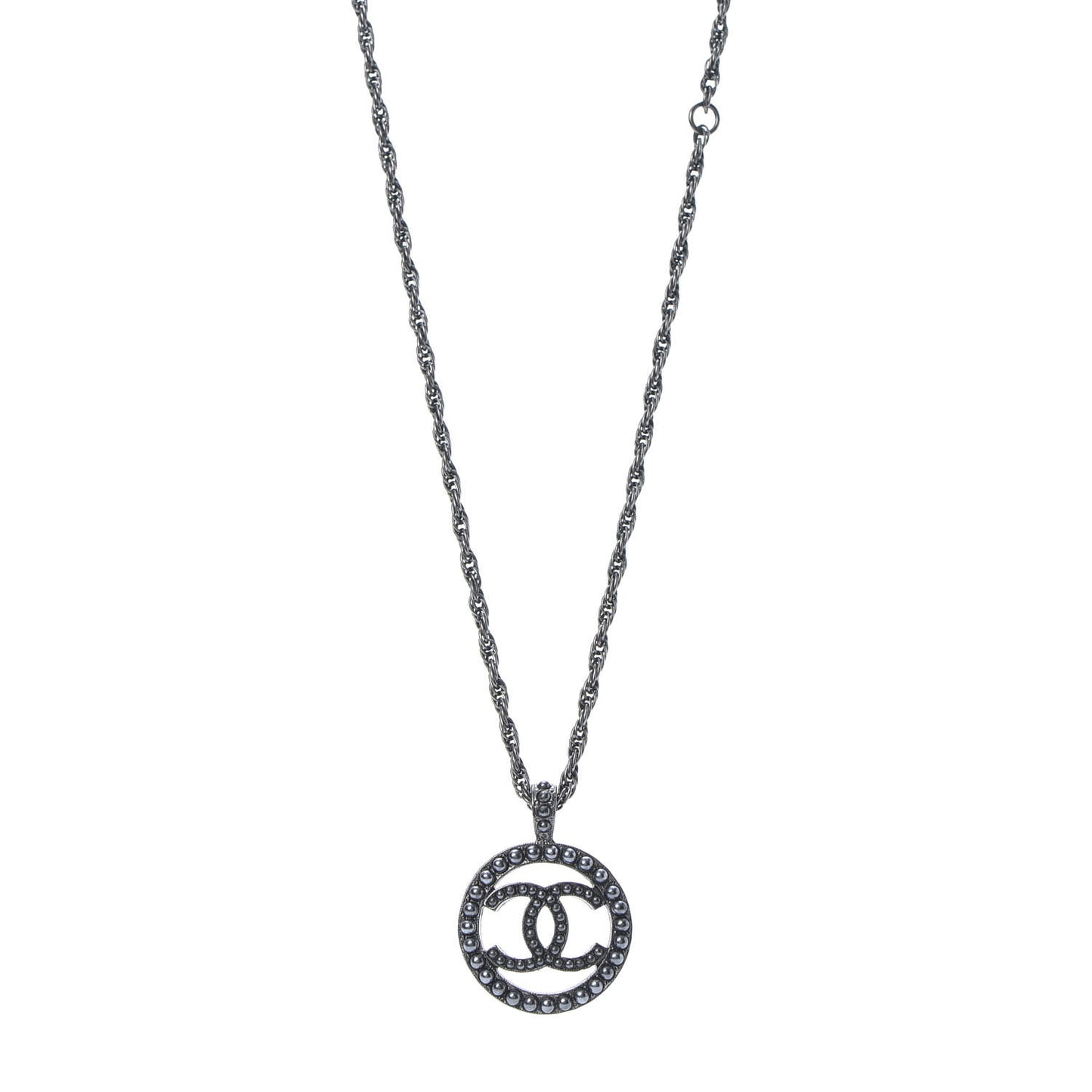 Ruthenium Pearl CC Short Necklace Dark Grey