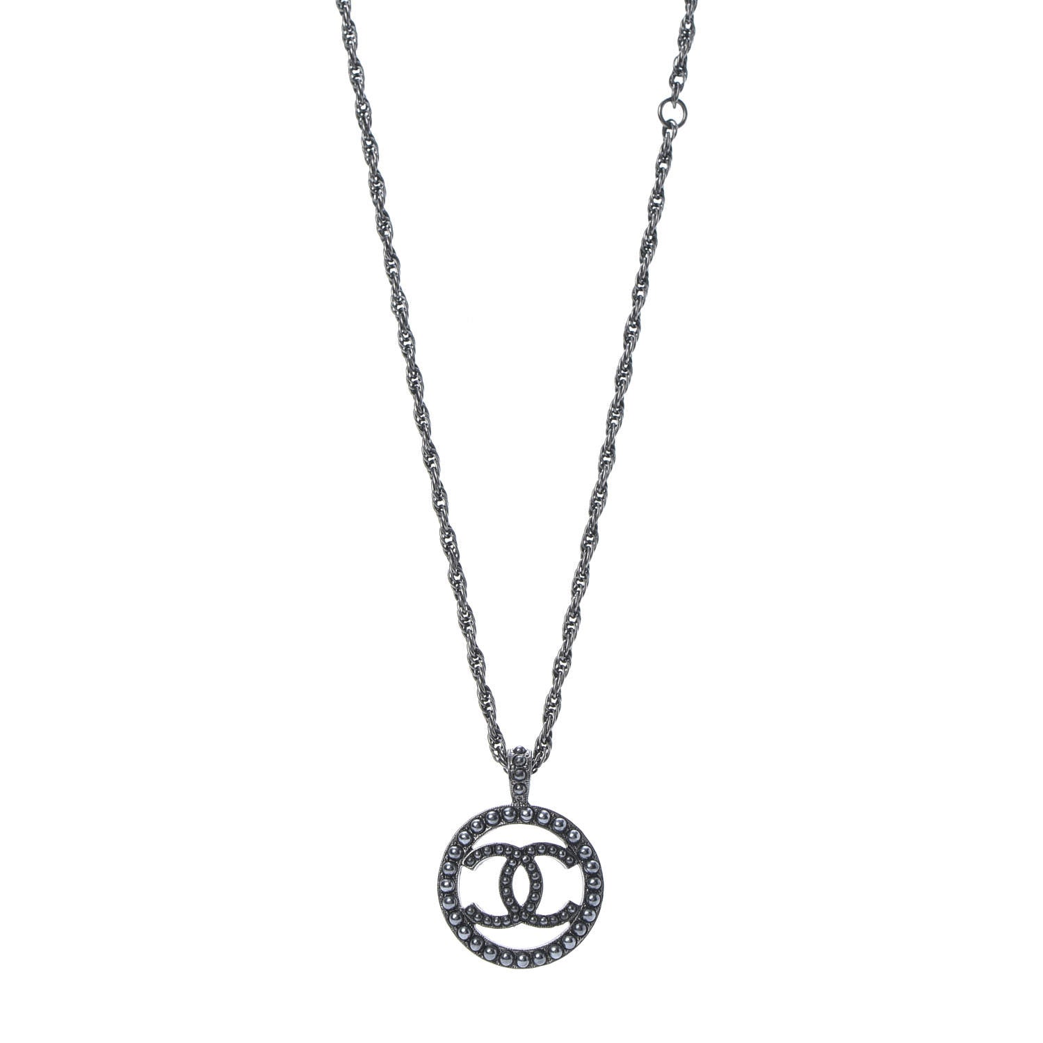 Chanel Ruthenium Pearl CC Short Necklace Dark Grey 1 of 5