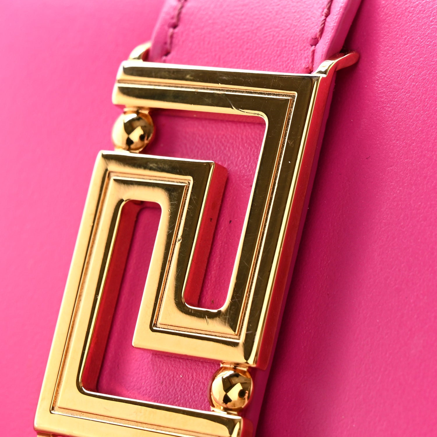 Versace Calfskin Greca Goddess Chain Wallet Pink 14 of 16