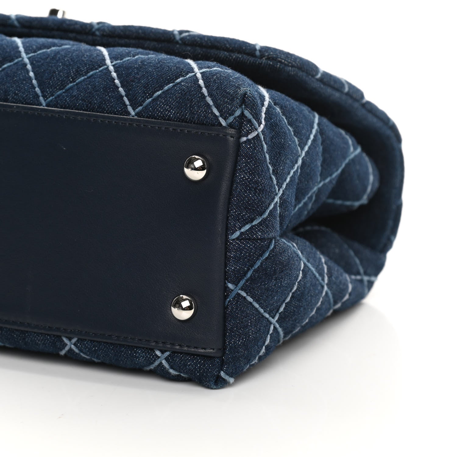 Chanel Denim Quilted Small Coco Handle Flap Blue 10 of 11