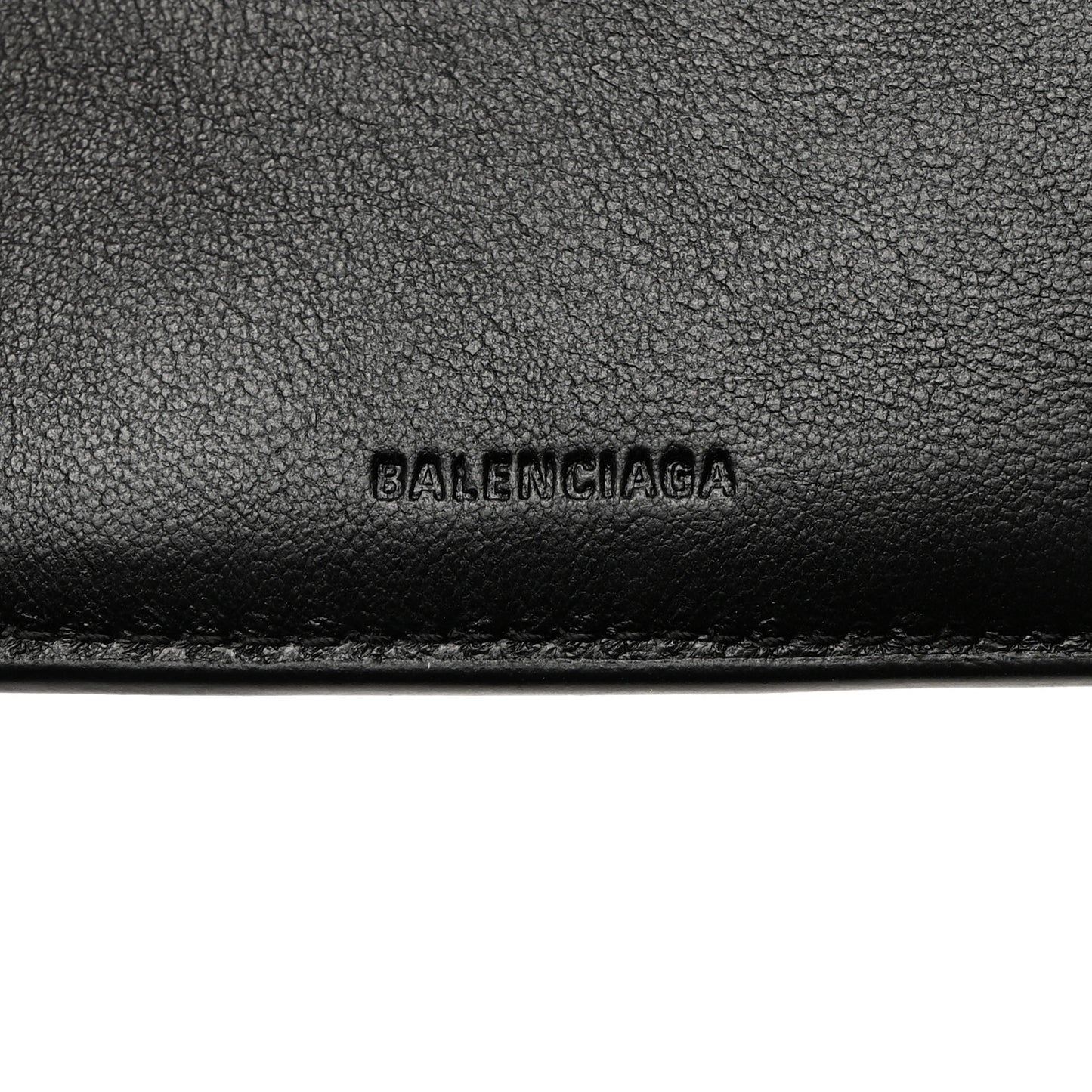 Calfskin Logo Cash Square Bi-Fold Wallet Black White