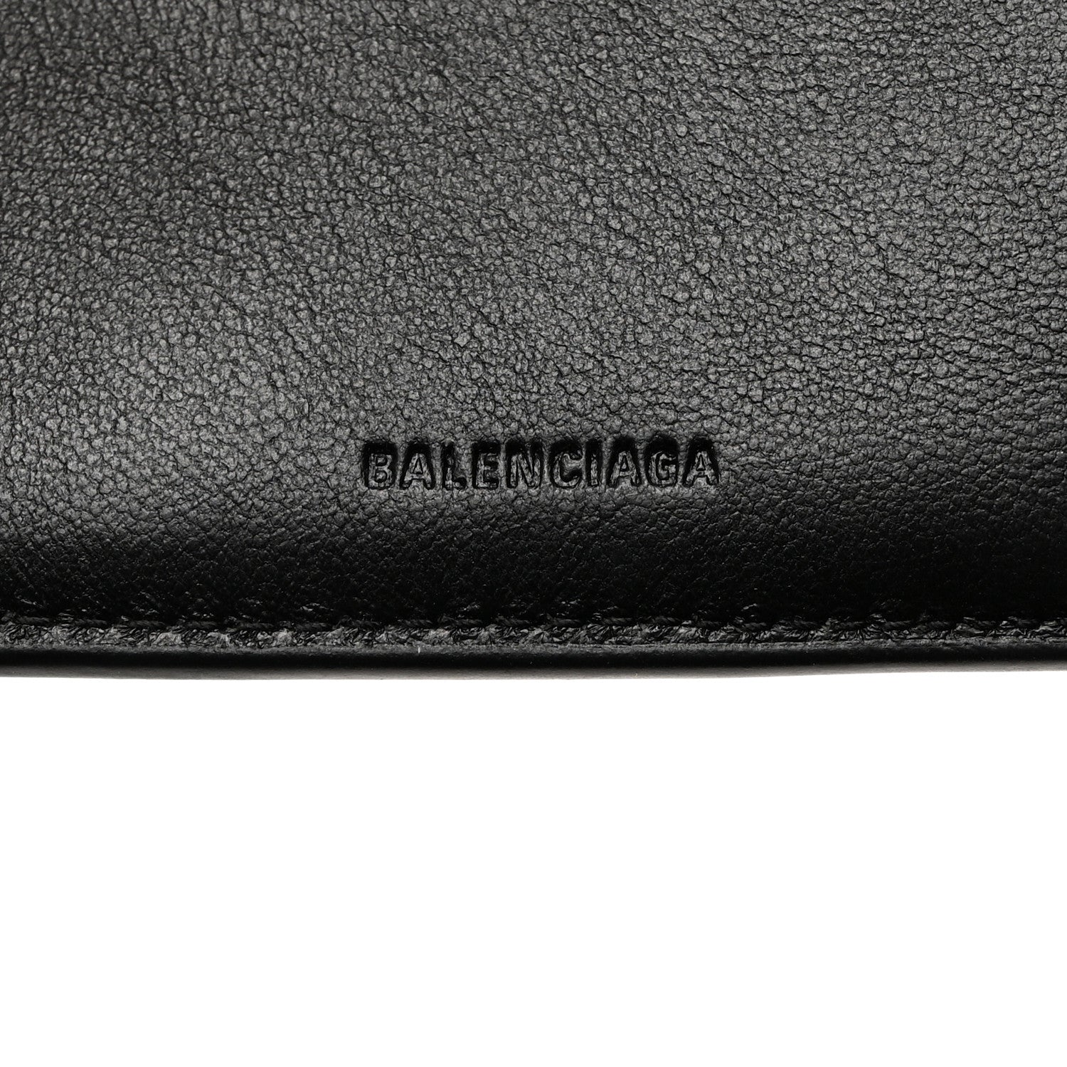 Balenciaga Calfskin Logo Cash Square Bi-Fold Wallet Black White 6 of 7