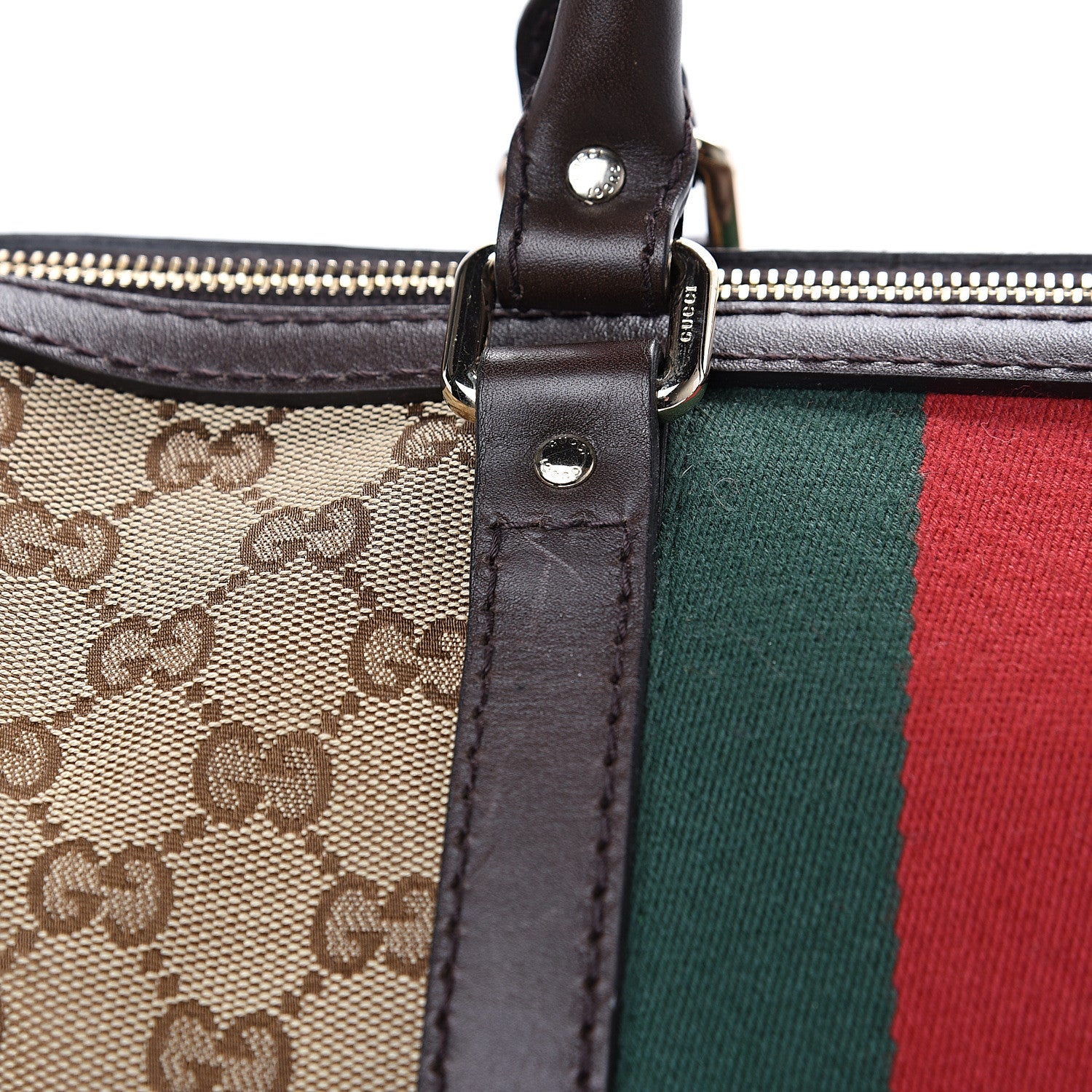 Gucci Monogram Vintage Web Medium Boston Dark Brown 11 of 11