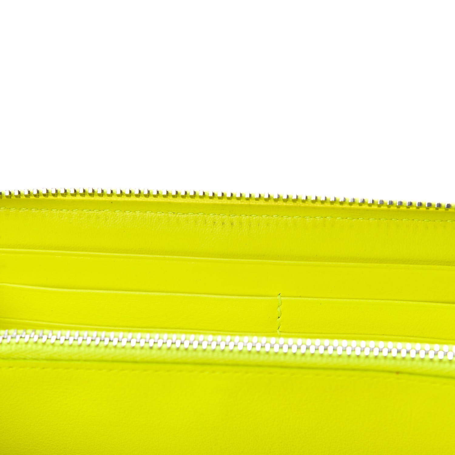 Saint Laurent Grain De Poudre Classic Zip Around Wallet Neon Yellow 8 of 9