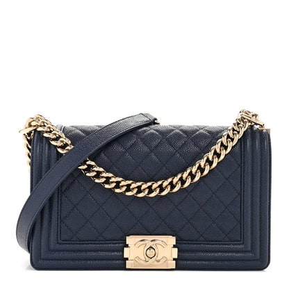 Chanel Caviar Quilted Medium Boy Flap Dark Blue 1 of 11