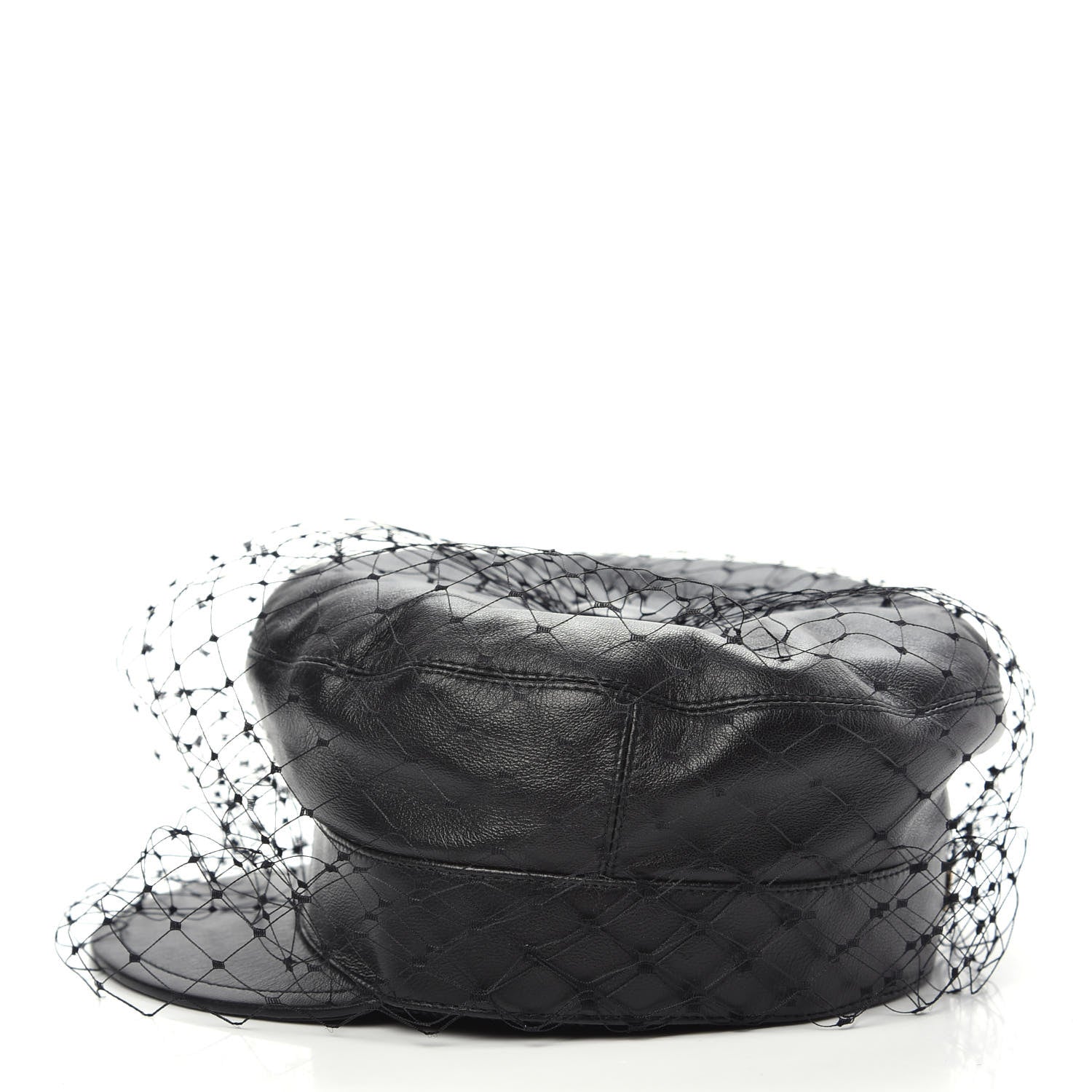 Christian Dior Calfskin Paris Revolution Cap With Veil 58 Black 2 of 6