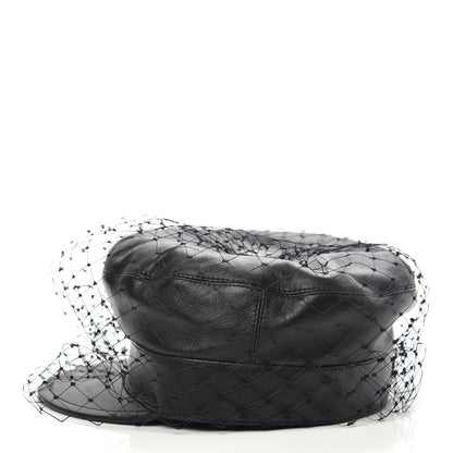 Christian Dior Calfskin Paris Revolution Cap With Veil 58 Black 2 of 6