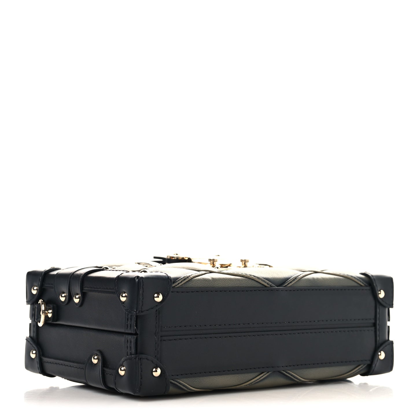 Lambskin Malletage Petite Malle Black Beige