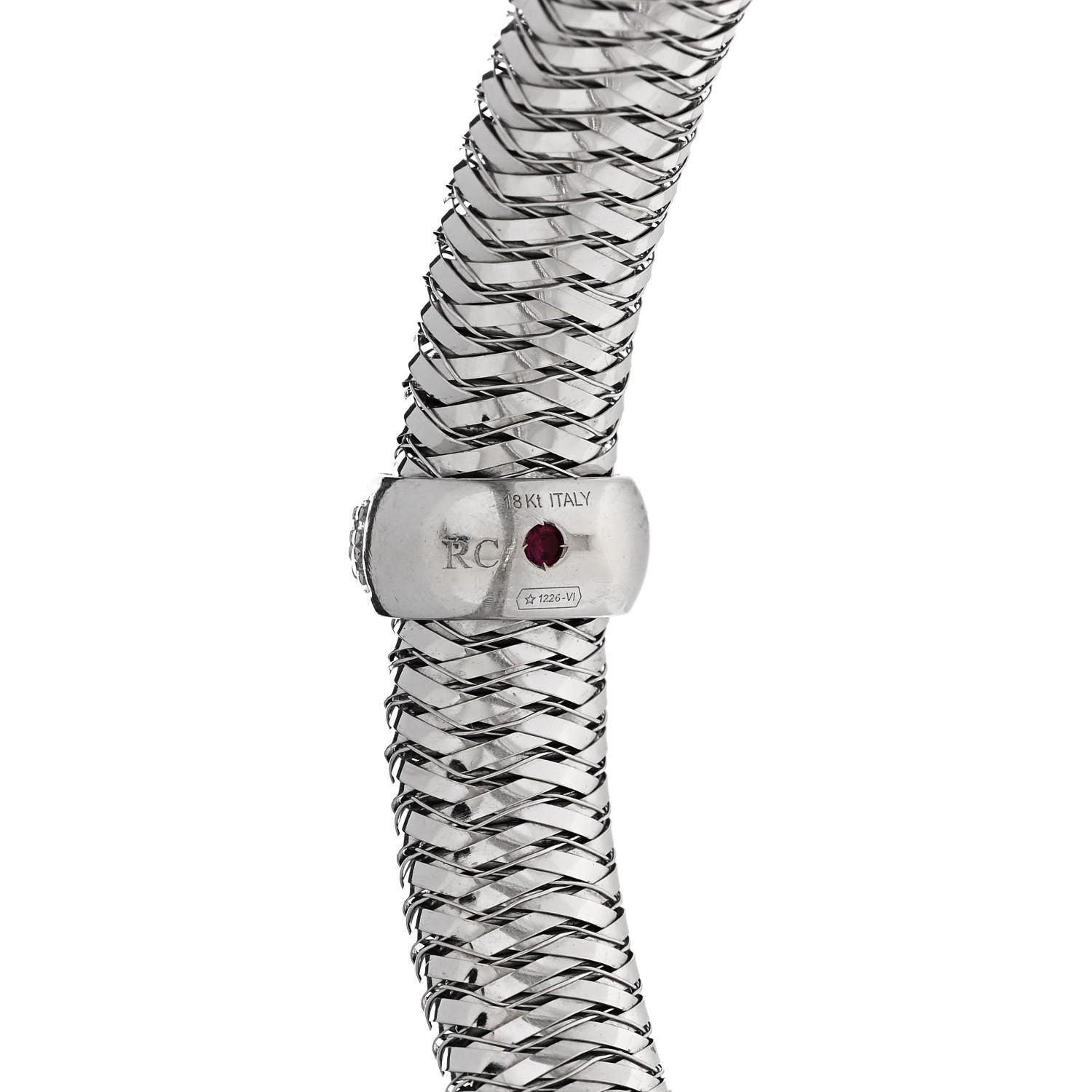 Roberto Coin 18K White Gold Diamond Medium Primavera Bangle Bracelet 3 of 3