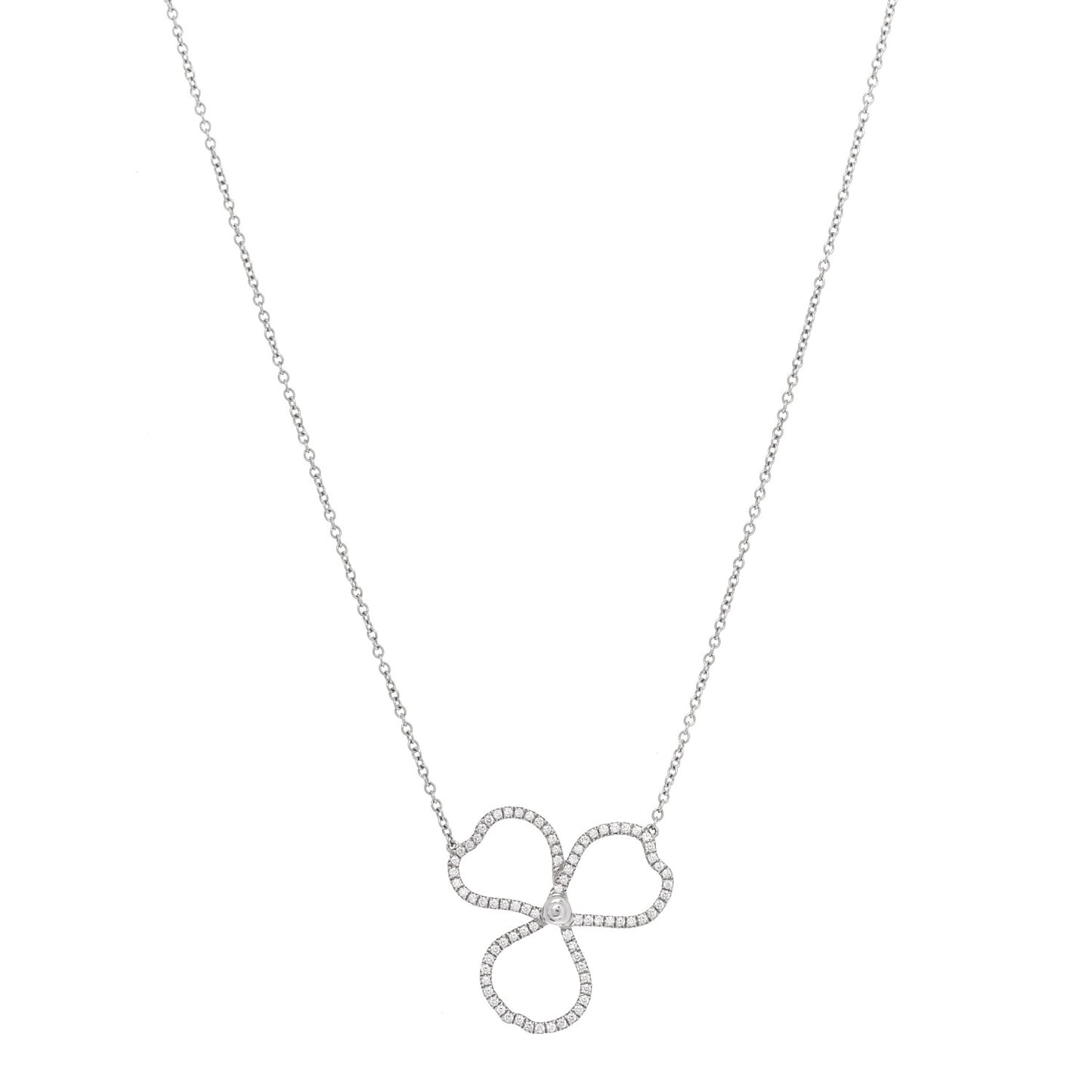 Platinum Diamond Large Paper Flowers Pendant Necklace