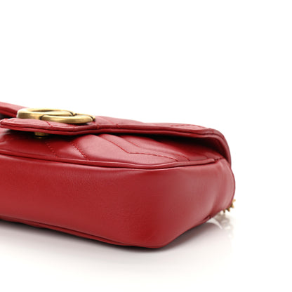Gucci Calfskin Matelasse Super Mini GG Marmont Shoulder Bag Hibiscus Red 10 of 11