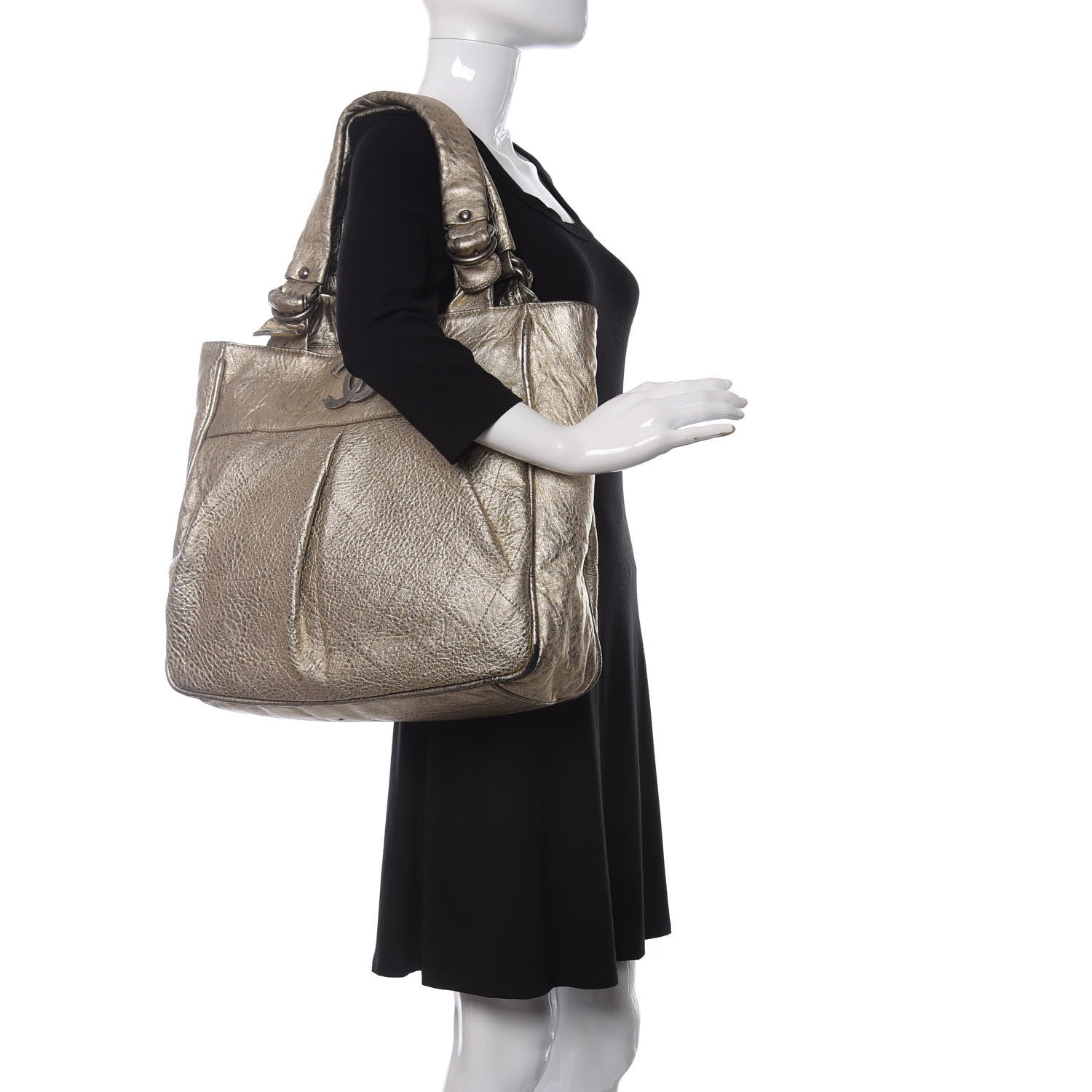 Chanel Distressed Lambskin Le Marais Tote Gold 2 of 17