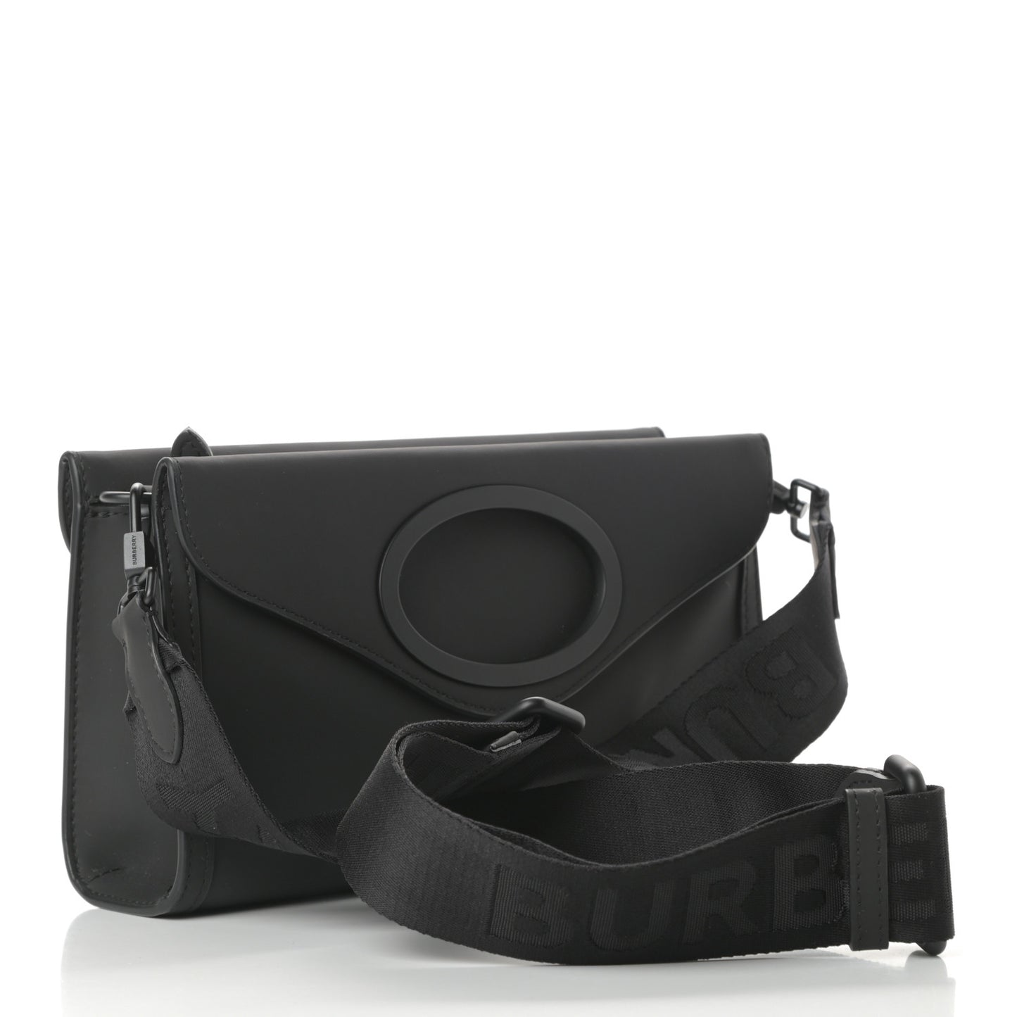 Rubberised Cotton Foldover Pocket Bag Black