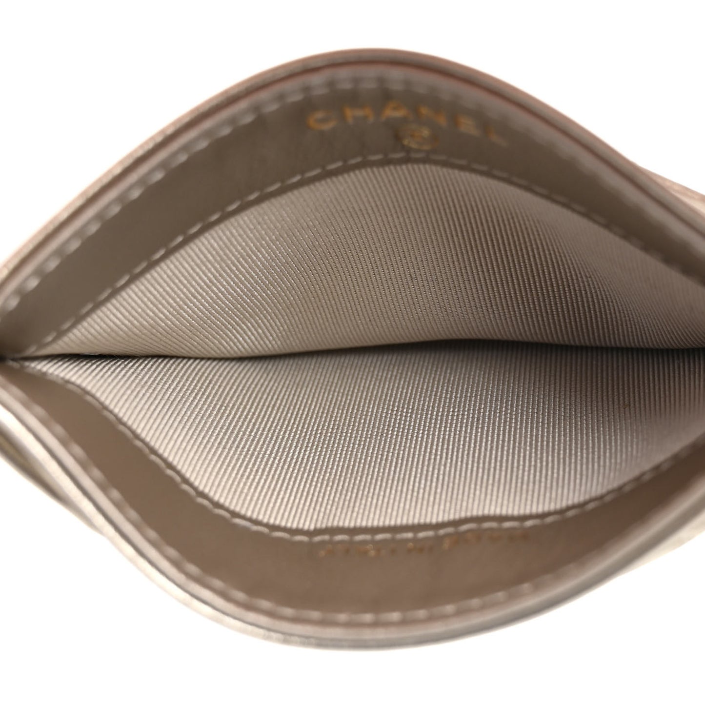 Metallic Aged Calfskin Quilted Reissue Card Holder Light Gold