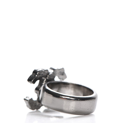 Chanel Ruthenium Crystal CC Logo Ring 6.5 3 of 5