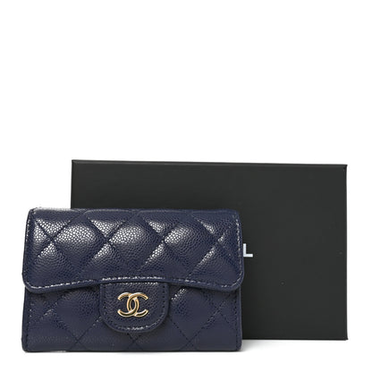 Chanel Caviar Quilted Flap Card Holder Wallet Navy Blue 9 of 9