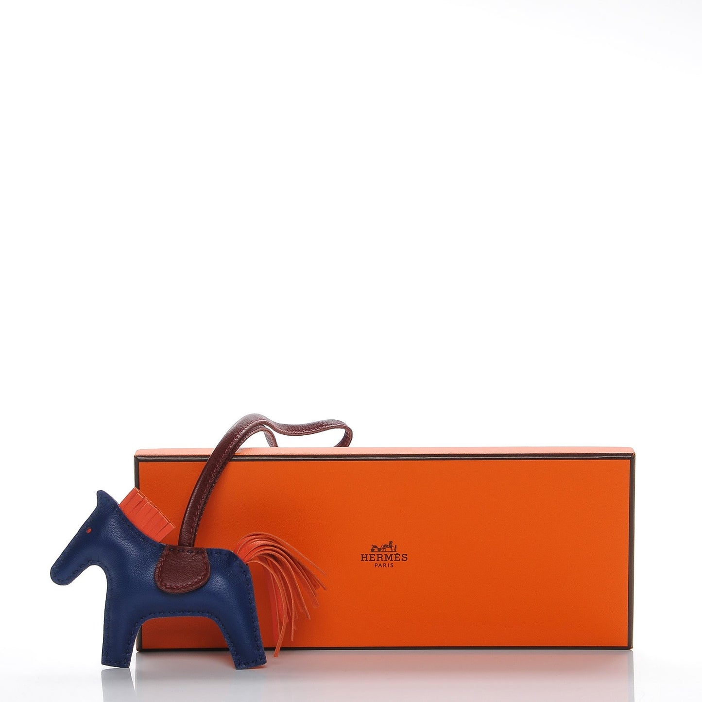 Milo Lambskin Grigri Rodeo Horse Bag Charm PM Bleu de Malte Rouge H Peony