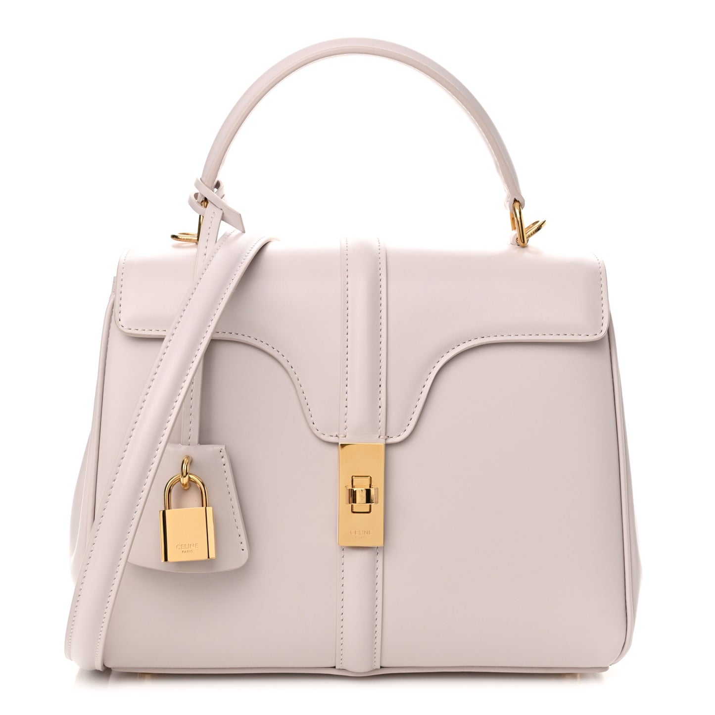 Satinated Calfskin Small 16 Top Handle Bag Poudre