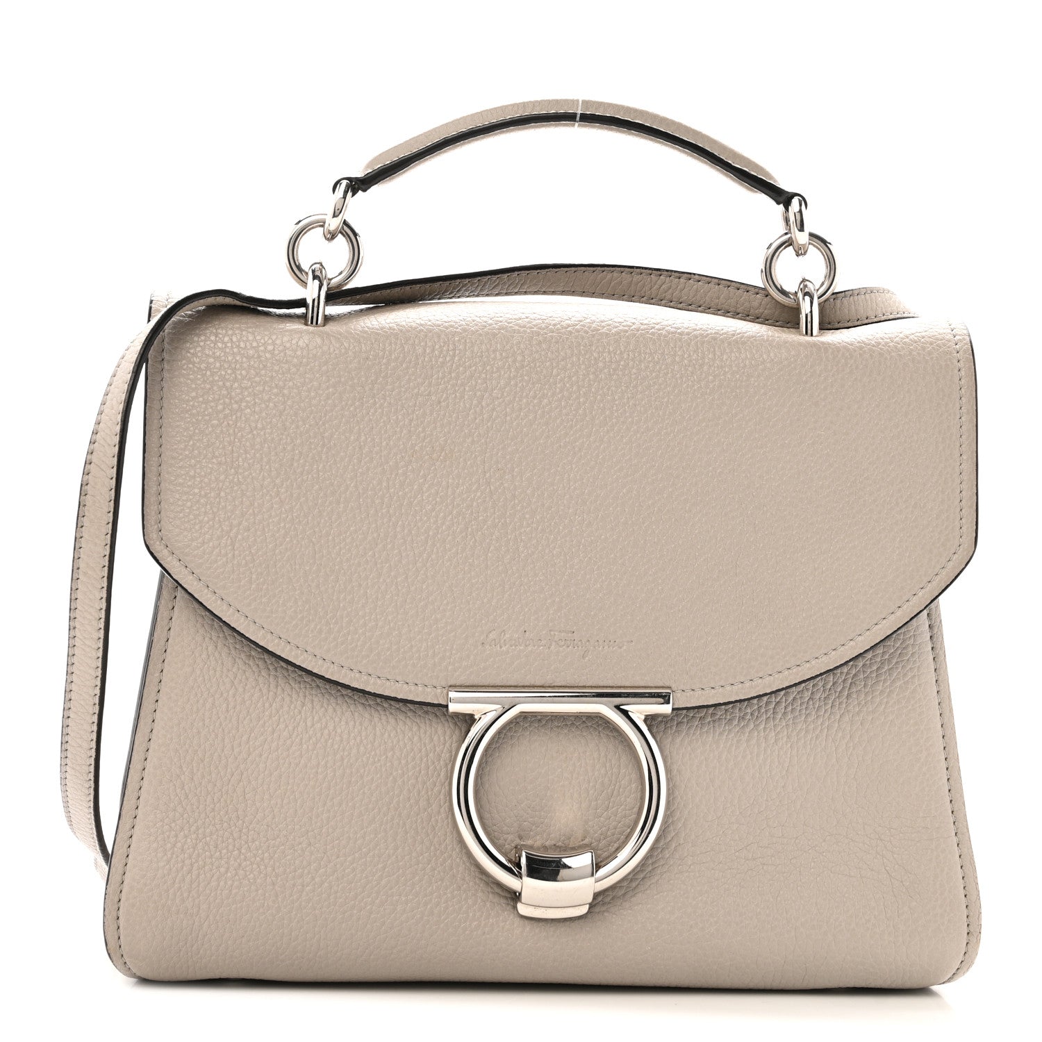 Salvatore Ferragamo Calfskin Small Margot Top Handle Satchel Grey 1 of 10