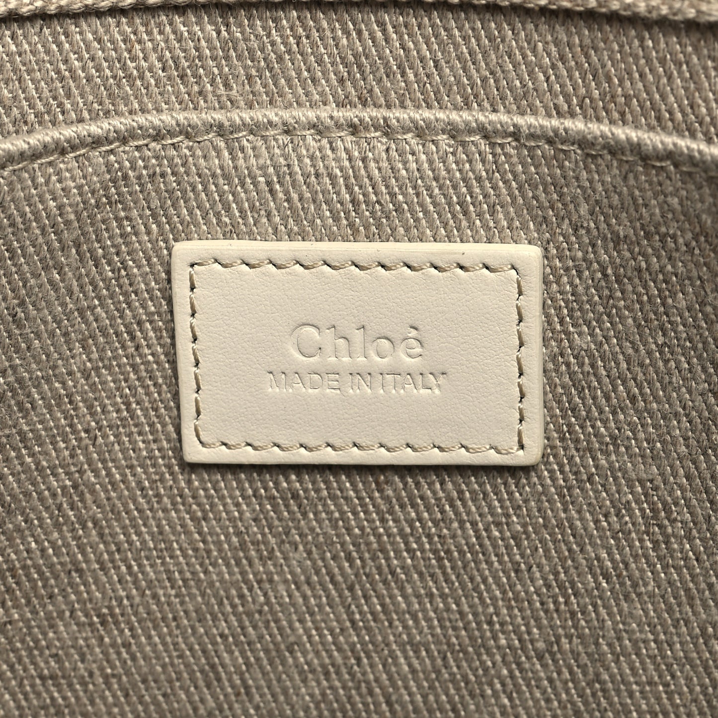 Linen Canvas Calfskin Blanket Stitched Medium Woody Ribbon Tote White Multicolor