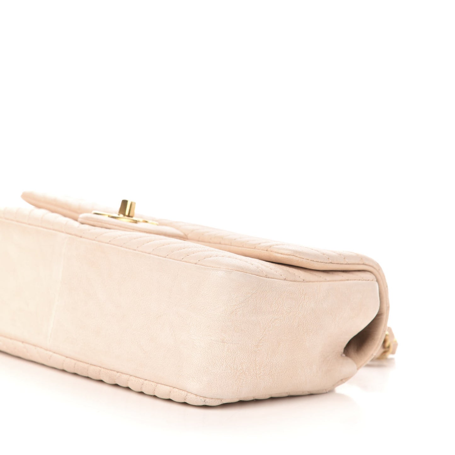Calfskin Chevron Small Surpique Flap Ivory