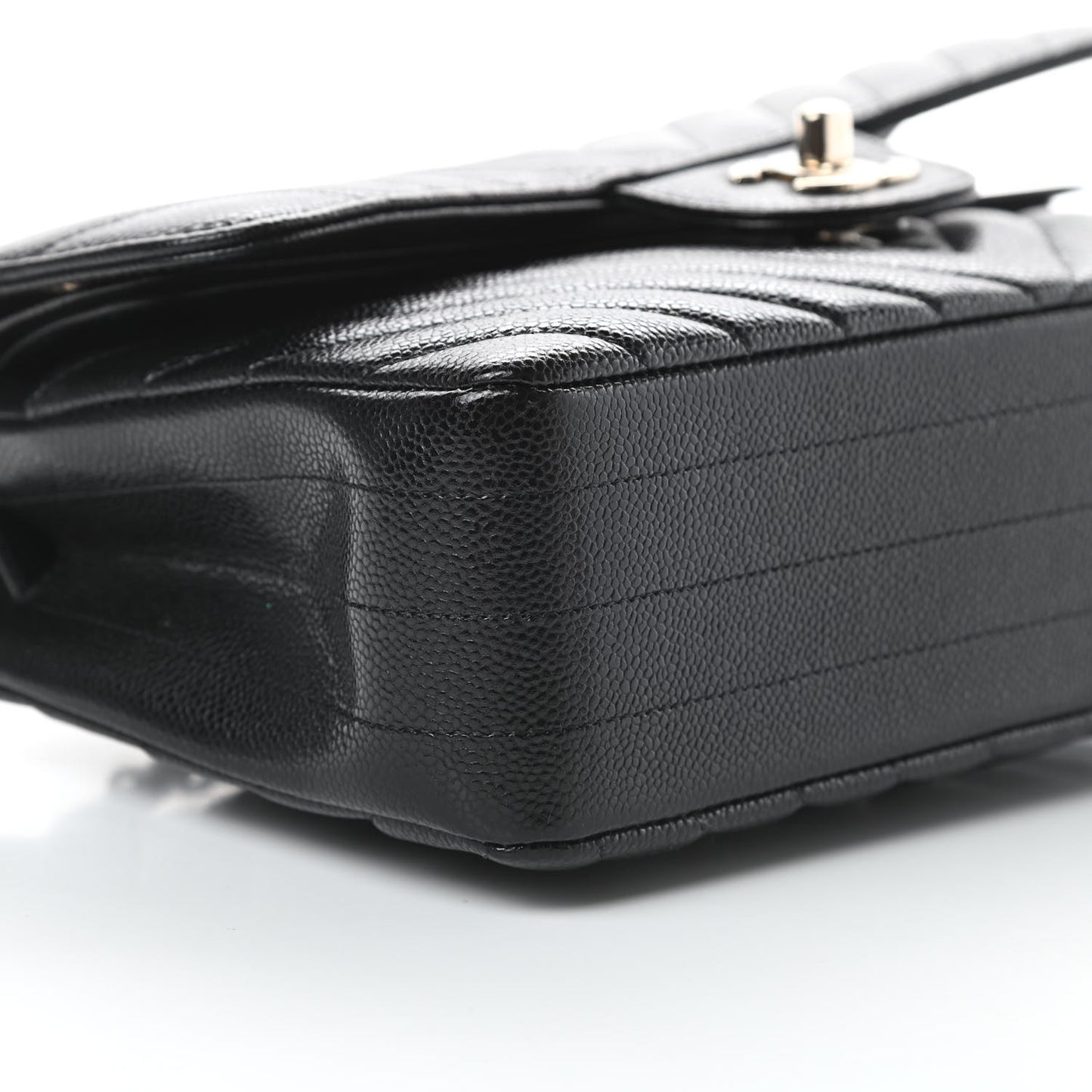 Caviar Chevron Quilted Small Double Flap Black
