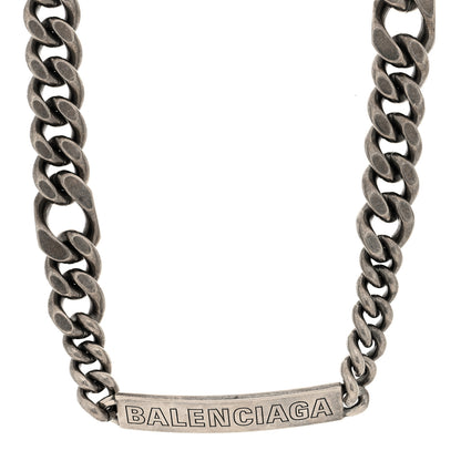 Balenciaga Brass Plate Twist Necklace Antique Silver 1 of 5