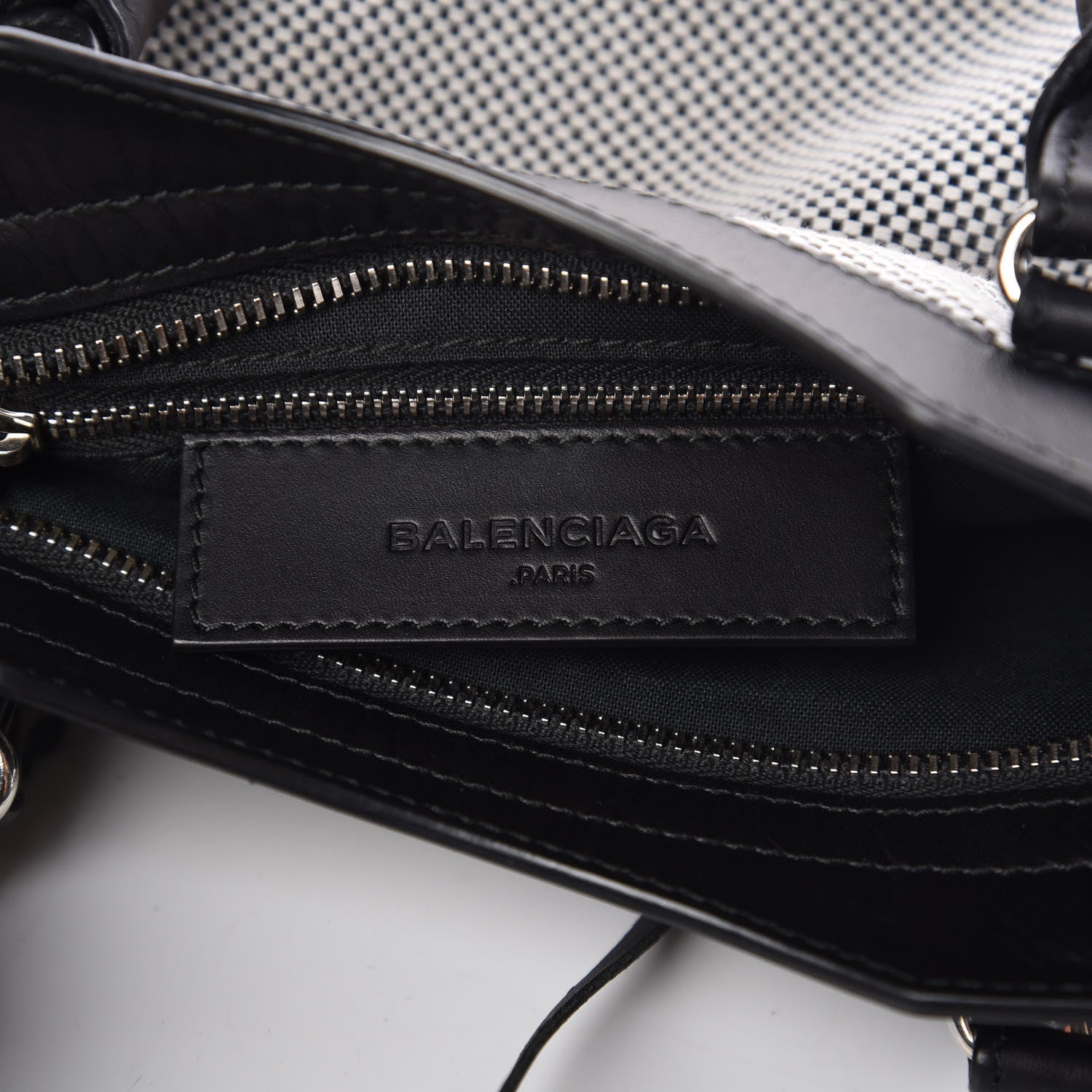 Balenciaga Calfskin Twill Classic Silver Hardware Mini City Black White 6 of 12
