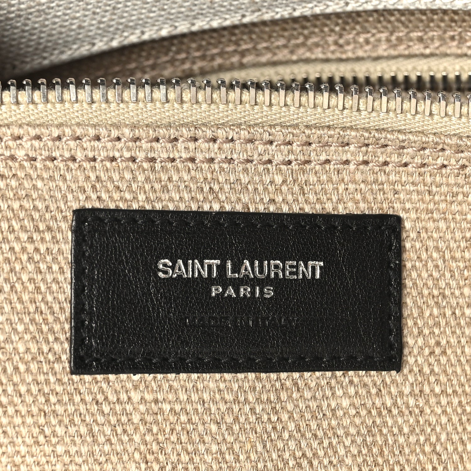 Saint Laurent Linen Calfskin Rive Gauche North South Tote Optic White 6 of 8