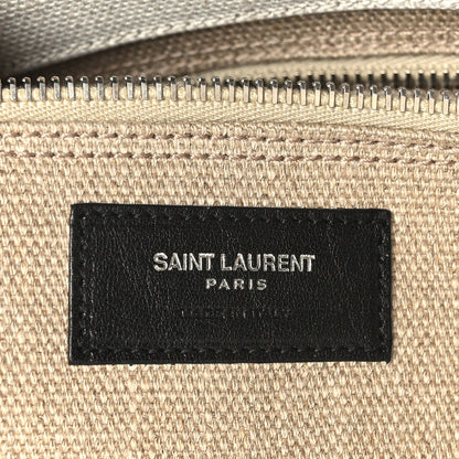Saint Laurent Linen Calfskin Rive Gauche North South Tote Optic White 6 of 8