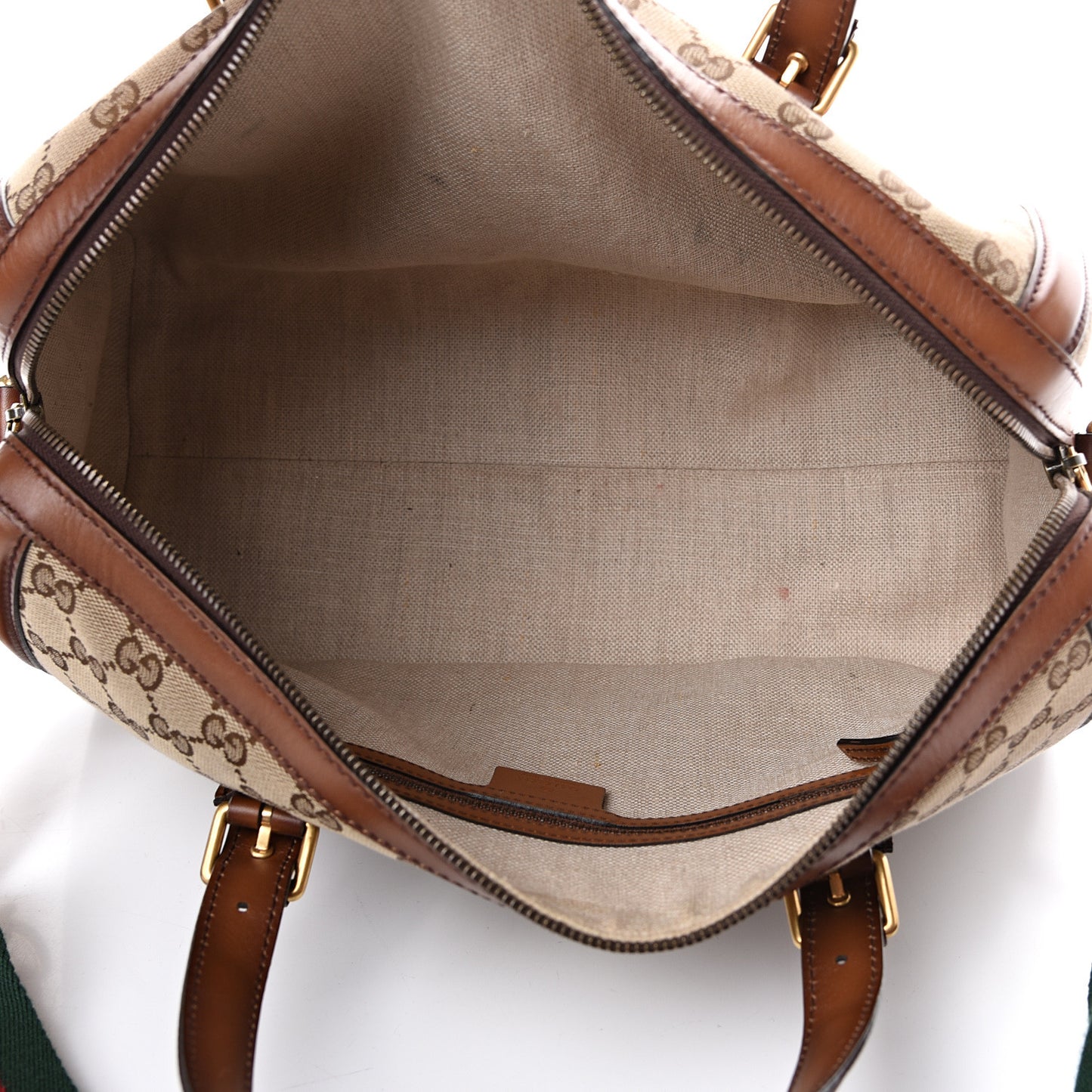 Monogram Medium Lady Web Boston Bag Beige Cuir