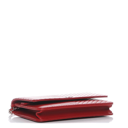 Chanel Caviar Chevron Quilted Wallet On Chain WOC Red 4 of 9