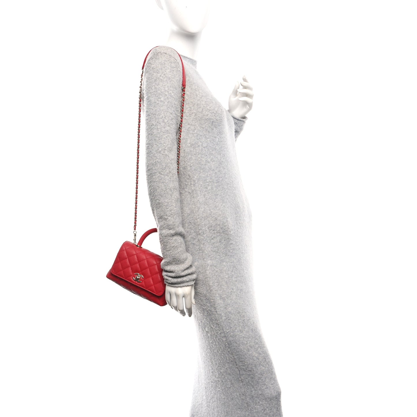 Caviar Quilted Extra Mini Coco Handle Flap Red