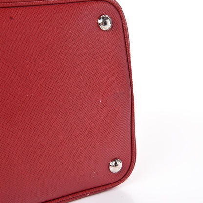 Prada Saffiano Cuir Convertible Top Handle Tote Fuoco 10 of 12