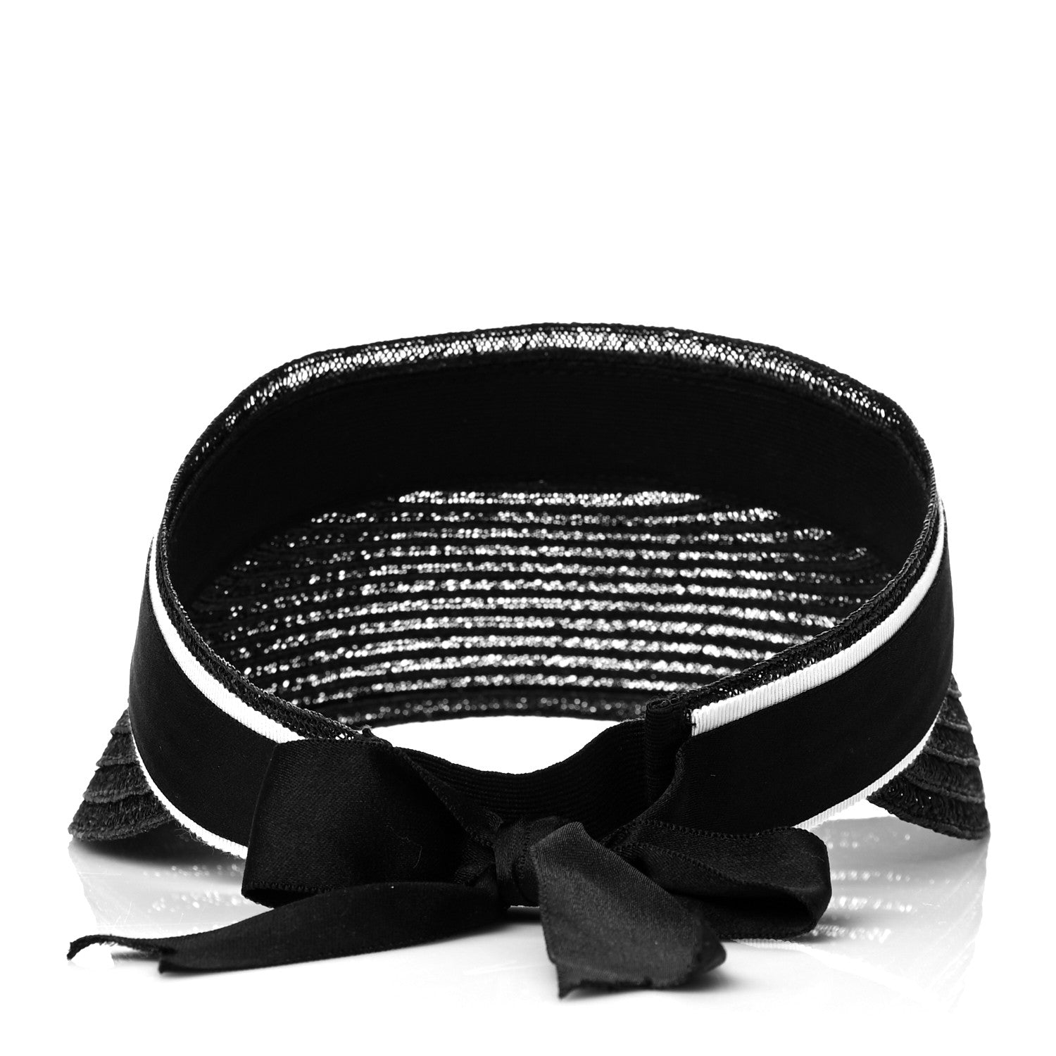 Chanel Abaca Cotton Ribbon Visor M Black 4 of 7