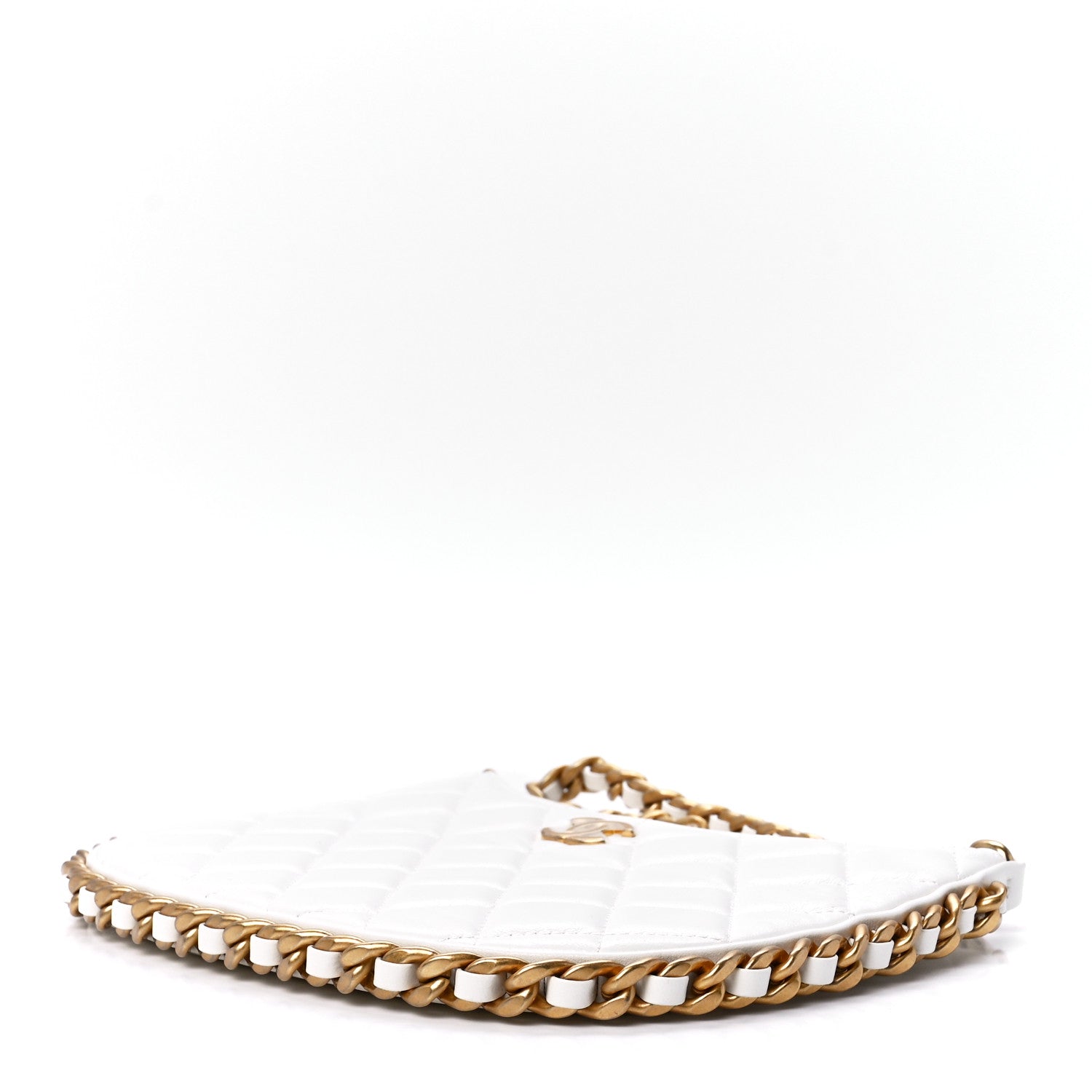 Chanel Shiny Crumpled Lambskin Quilted Trendy Chain Around Hobo White 10 of 12
