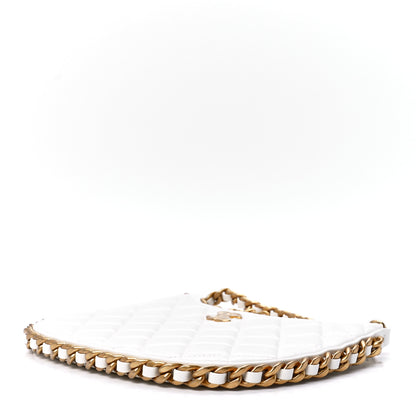 Chanel Shiny Crumpled Lambskin Quilted Trendy Chain Around Hobo White 10 of 12