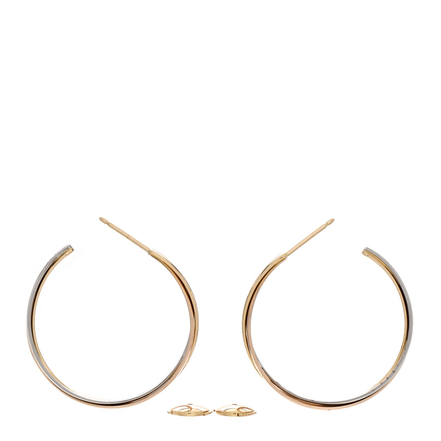 18K Pink Yellow White Gold Trinity Hoop Earrings