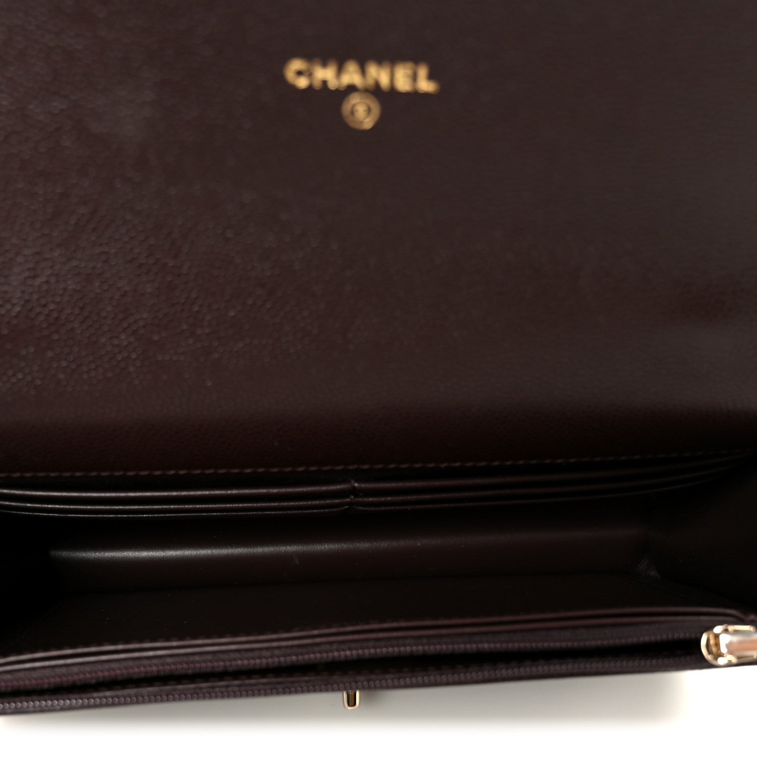 Chanel Shiny Caviar Quilted Turnlock Top Handle Wallet On Chain WOC Dark Brown 5 of 12