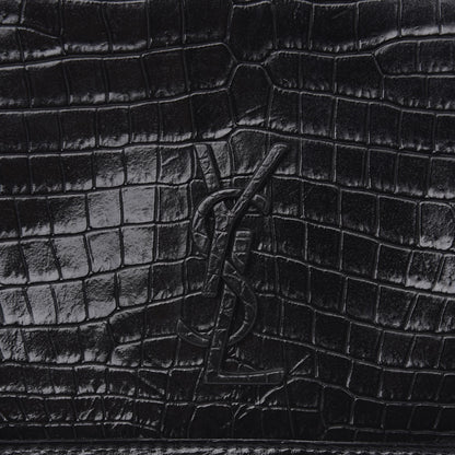 Saint Laurent Crocodile Embossed Lambskin Matelasse Monogram Niki Chain Wallet Black 9 of 9