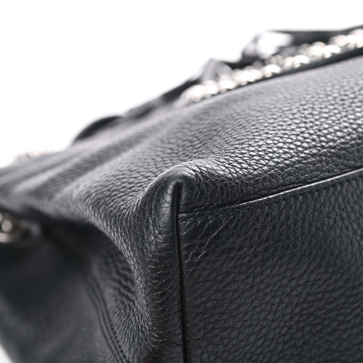 Gucci Pebbled Calfskin Studded Medium Soho Chain Shoulder Bag Black 9 of 14