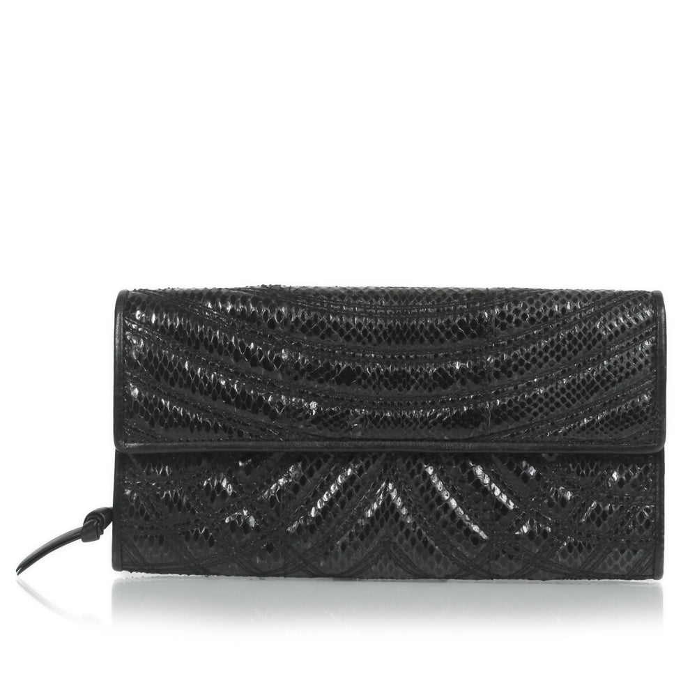 Ayers Snakeskin Continental Wallet Nero