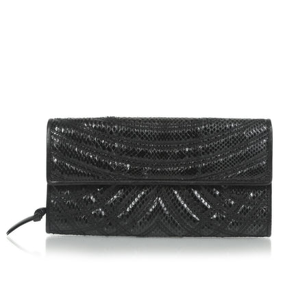 Bottega Veneta Ayers Snakeskin Continental Wallet Nero 1 of 9