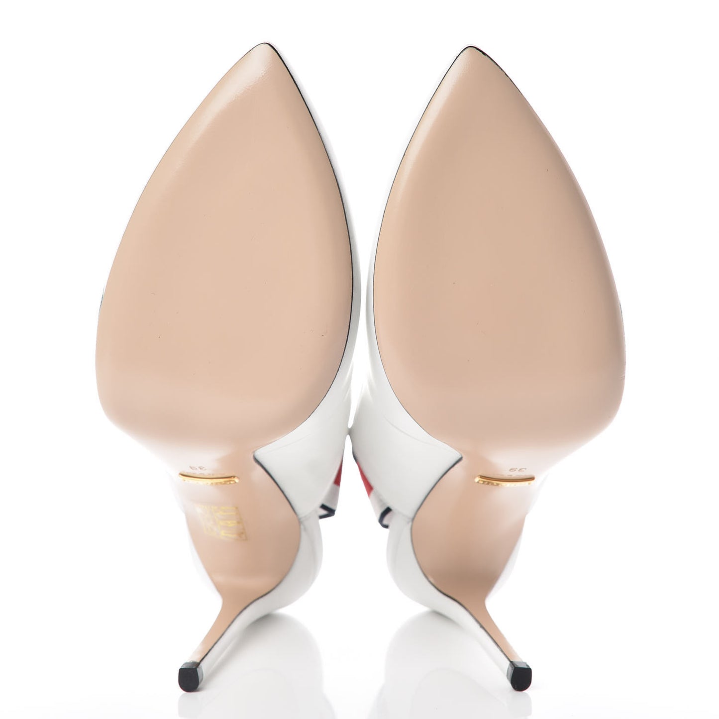 Calfskin Glitter Web High Heel Slingback Pumps 39 White