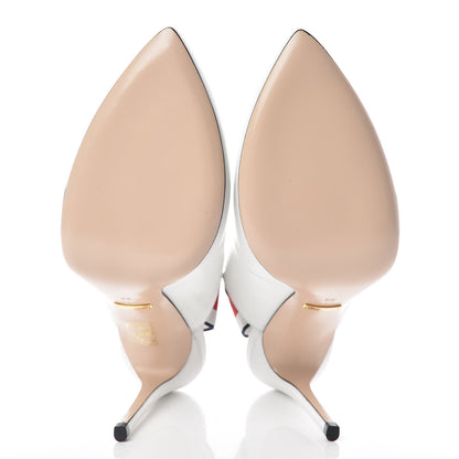 Gucci Calfskin Glitter Web High Heel Slingback Pumps 39 White 8 of 12