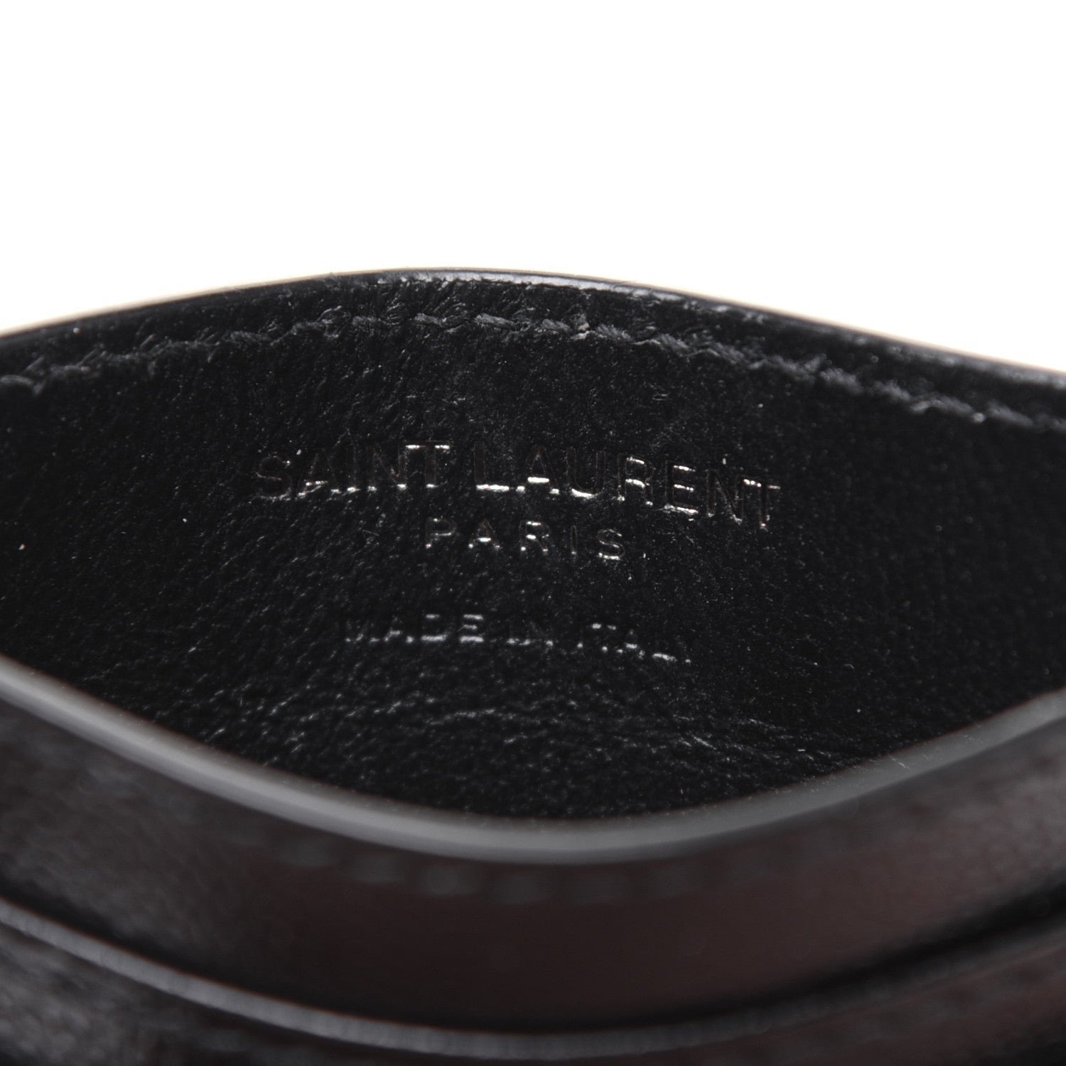 Saint Laurent Grain De Poudre Matelasse Chevron Monogram Credit Card Case Black 8 of 11