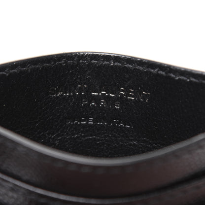Saint Laurent Grain De Poudre Matelasse Chevron Monogram Credit Card Case Black 8 of 11