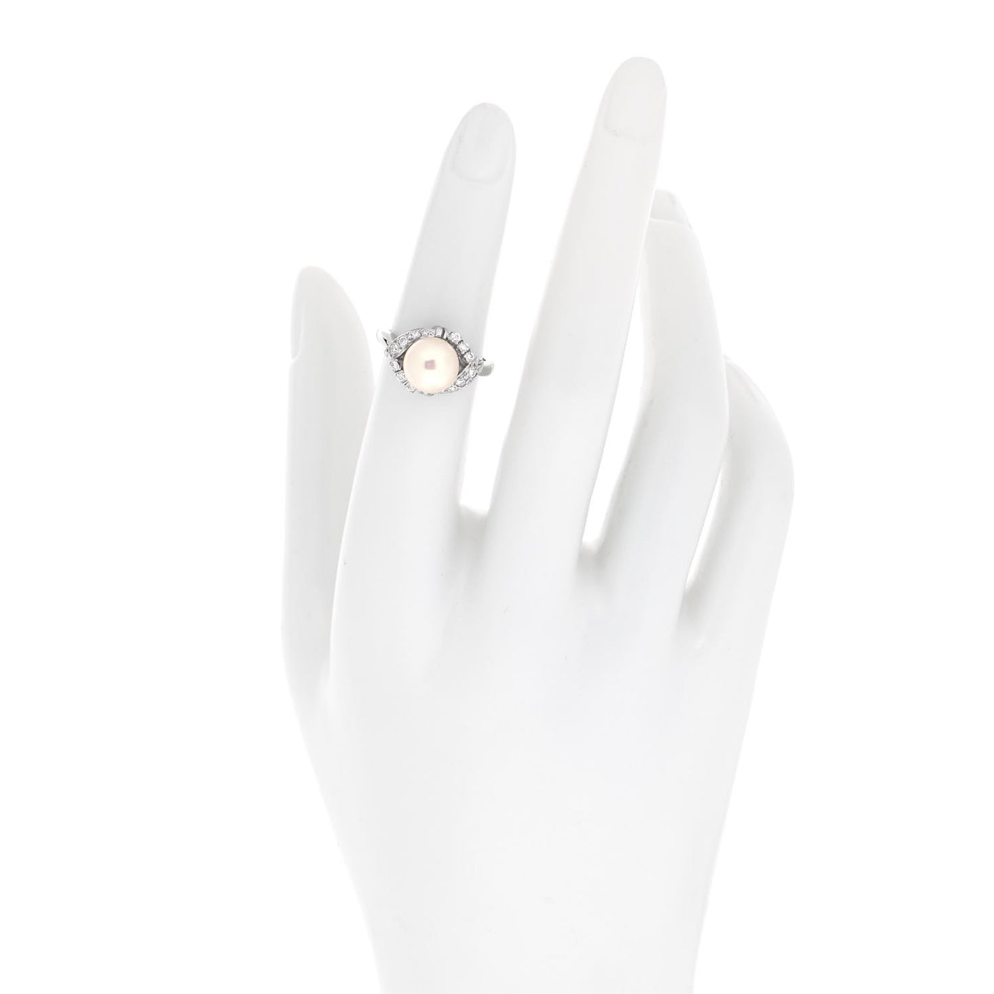 Platinum Diamond Akoya Pearl 8.5mm Cocktail Ring 49 5